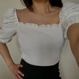 NWT white puff shoulder H&M top